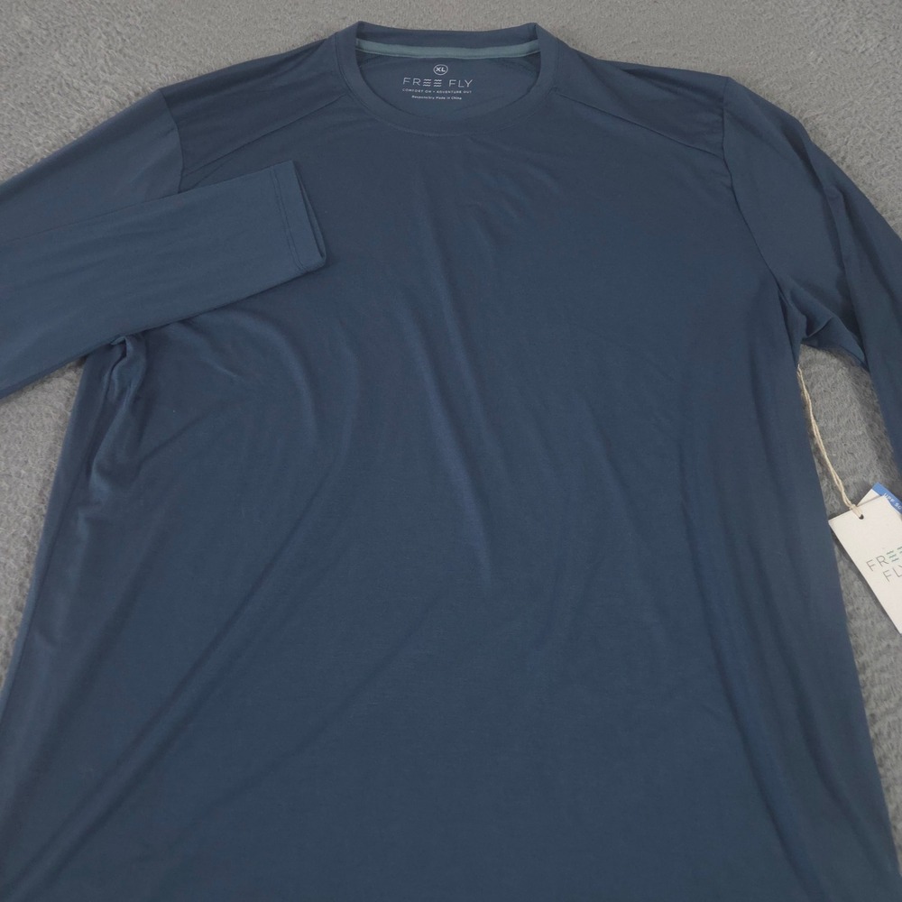 Free Fly Shirt Mens XL Navy Bamboo Shade Long Sleeve UPF 50+ Sun Protection NEW